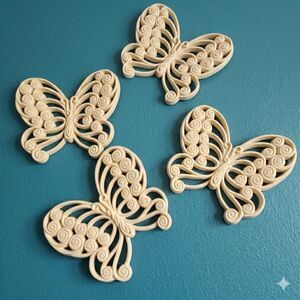 Vintage Burwood Butterfly Wall Decor - Set of 4